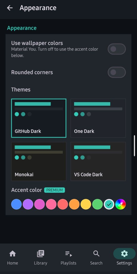 Karadrome appearance and accent colors